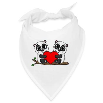 Pandas Herz Panda - Bandana - Weiß - Vorne