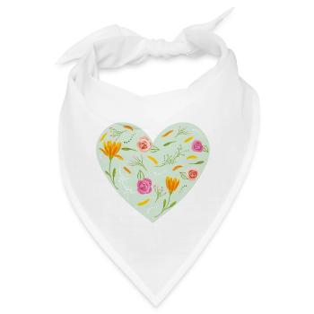 Blumiges Herz - Bandana - Weiß - Vorne