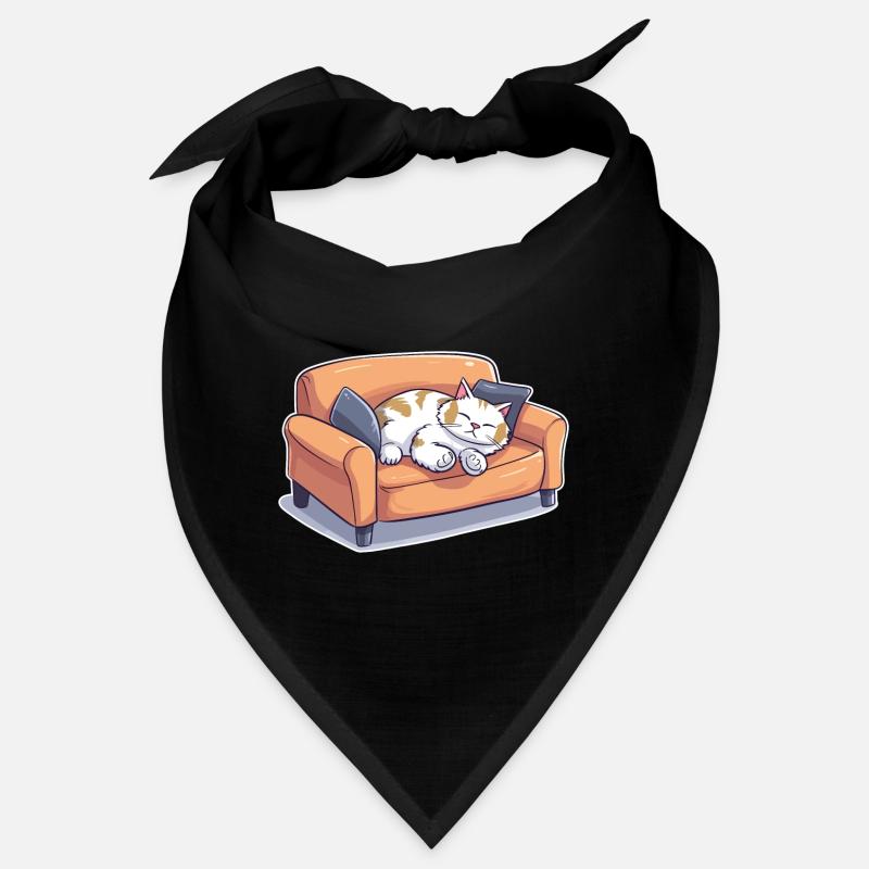 Katze Verschlafen Müde Couch Sofa Lustig Cartoon Bandana