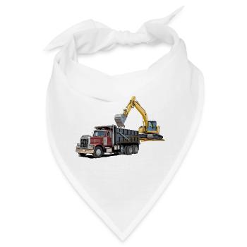 Lastwagen mit Bagger - Bandana - Weiß - Vorne