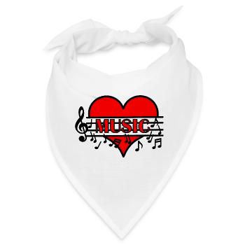 Ich liebe Musik - Bandana - Weiß - Vorne
