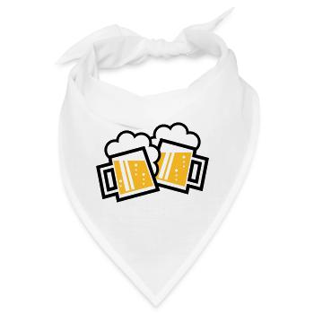 2 Bayrische Bierkrüge Stoßen An (Bier Maßkrüge 2C) - Bandana - Weiß - Vorne