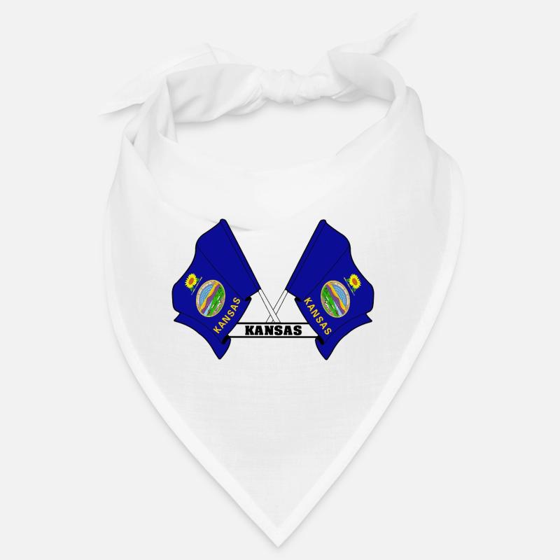 Zwei Flaggen mit dem Text KANSAS Bandana
