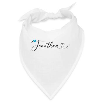 Jonathan Name Vorname Kalligrafieherz - Bandana - Weiß - Vorne