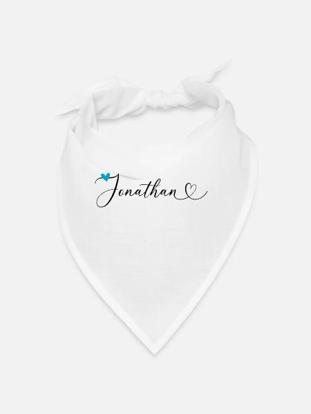 Jonathan Name Vorname Kalligrafieherz - Bandana - Weiß - Vorne