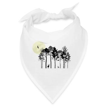 Mystische Nachtwald-Silhouette - Bandana - Weiß - Vorne