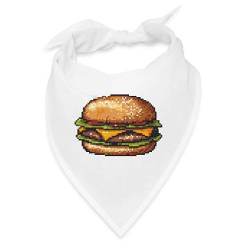 8Bit Hamburger Pixelkunst - Bandana - Weiß - Vorne