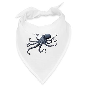 Nachtblauer Kraken Octopus - Bandana - Weiß - Vorne