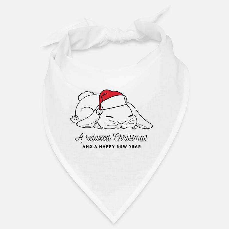 Relaxed Christmas Bunny with Hat - Dark - Bandana - white
