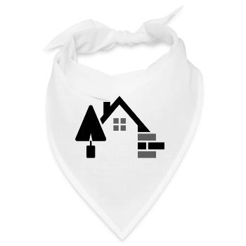 Maurer Logo mit Kelle, Ziegelsteinen & Hauskontur - Bandana - Weiß - Vorne