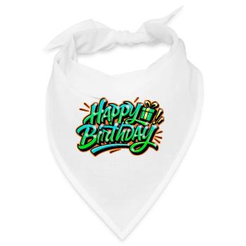 Graffiti HAPPY BIRTHDAY Namensgeschenk ideal - Bandana - Weiß - Vorne