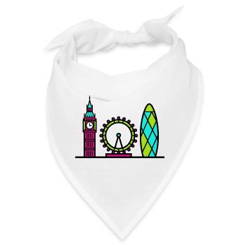 London City Skyline Big Ben Moderne Linienkunst - Bandana - Weiß - Vorne