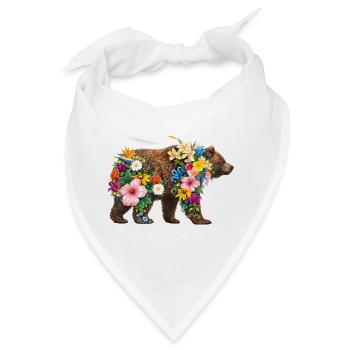 Bär aus wilden Blumen  - Bandana - Weiß - Vorne