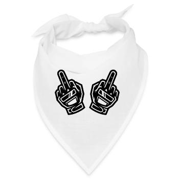 Zwei Mittelfinger Handschuhe Schwarz Symbol - Bandana - Weiß - Vorne