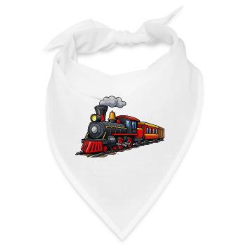 Klassische Dampflok auf Gleisen - Bandana - Weiß - Vorne