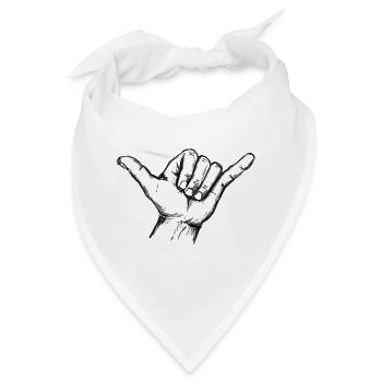 Shaka Surfgruß Handzeichen – Illustration - Bandana - Weiß - Vorne