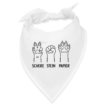 Schere Stein Papier Katzen Hunde Pfoten - Bandana - Weiß - Vorne