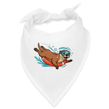 Lustiger Otter mit Taucherbrille - Bandana - Weiß - Vorne