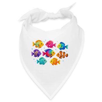 Bunte Tropenfische für sommerliche Outfits - Bandana - Weiß - Vorne