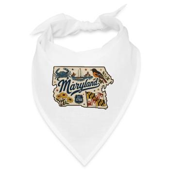 Maryland Vintage Staatsflagge & Krabbenaufkleber - Bandana - Weiß - Vorne