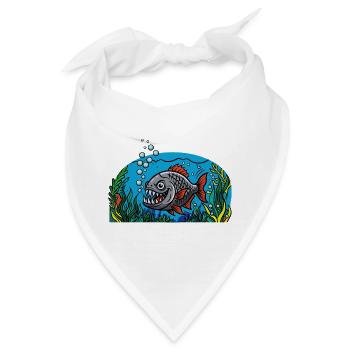 Unterwasser-Jagdfisch mit Zähnen (Piranha) - Bandana - Weiß - Vorne