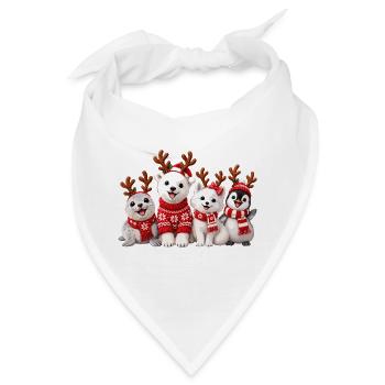 Fröhliche Weihnachtstiere mit Rentiergeweih - Bandana - Weiß - Vorne