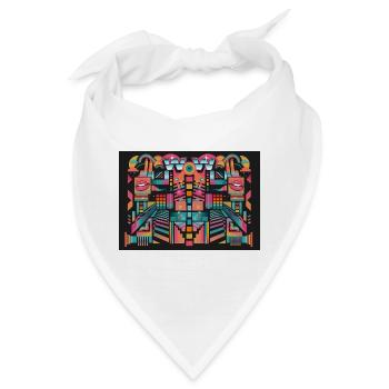 Psychedelischer WOW Mosaik Print - Bandana - Weiß - Vorne