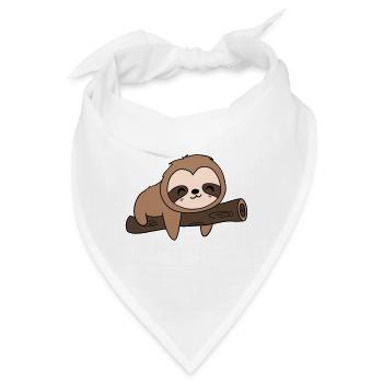 Süßes Faultier - Kawaii - Bandana - Weiß - Vorne