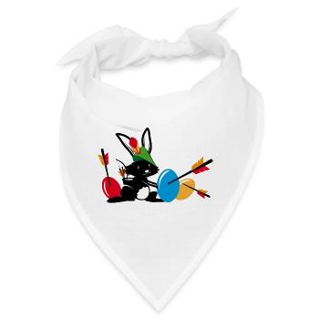 Osterhase mit Pfeil und Bogen - Bandana - Weiß - Vorne