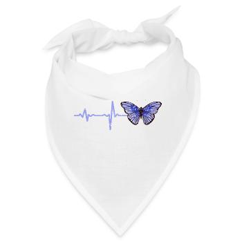 Heartbeat Schmetterling blau Geschenk - Bandana - Weiß - Vorne