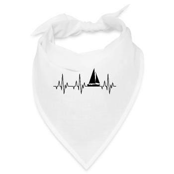 Herzschlag EKG Segeln Segelboot Segelschiff - Bandana - Weiß - Vorne