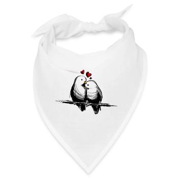 Liebe - Love - Amore - Turteltaube - Taube - Bandana - Weiß - Vorne