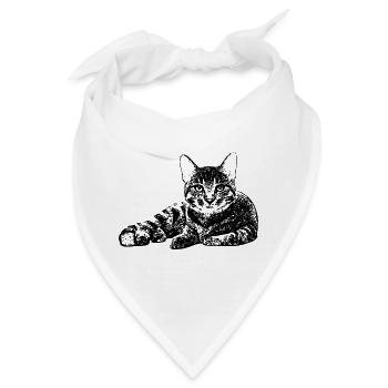 Katze Kater cat kot kat chat - Bandana - Weiß - Vorne
