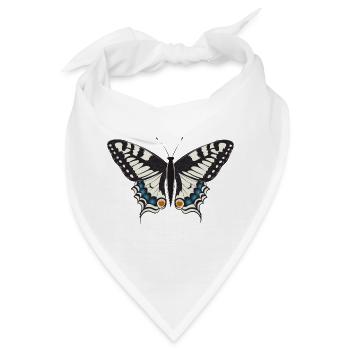 handgezeichneter Schwalbenschwanz Schmetterling - Bandana - Weiß - Vorne