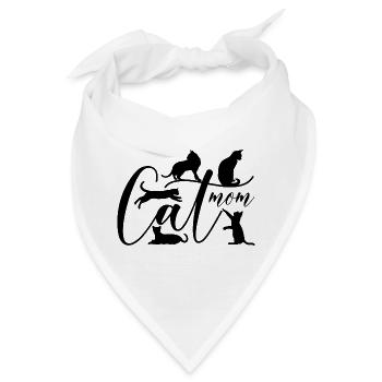 Katzenmama - spielende Kätzchen - Bandana - Weiß - Vorne