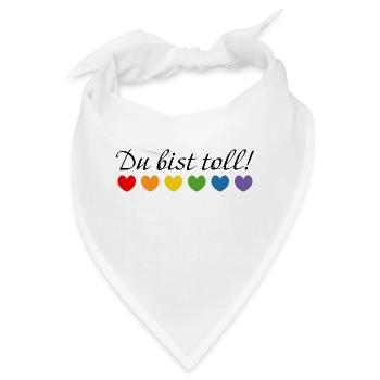Regenbogenherzchen du bist toll - Bandana - Weiß - Vorne