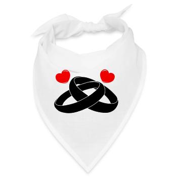 Eheringe mit Herzen - Bandana - Weiß - Vorne