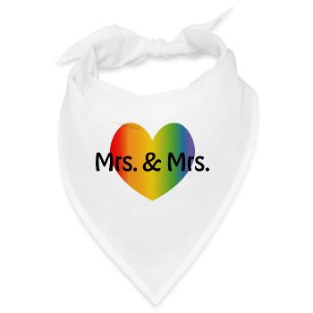 Regenbogen Mrs and Mrs 2 rainbow Herz - Bandana - Weiß - Vorne