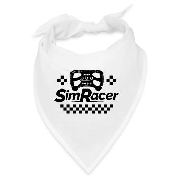 Sim Racer gamer Simracing Lenkrad Symbol Logo icon - Bandana - Weiß - Vorne
