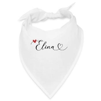 Elina Name Vorname Kalligrafieherz - Bandana - Weiß - Vorne