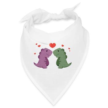 Süße Dinos mit Herz - Bandana - Weiß - Vorne