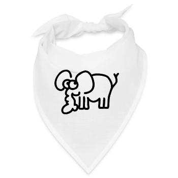 Kleiner Elefant – süßes Safari Comic Tier-Motiv - Bandana - Weiß - Vorne