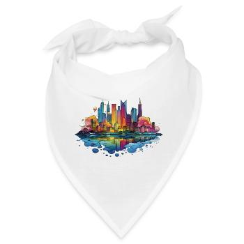 Bunte Skyline Reflektion - Bandana - Weiß - Vorne