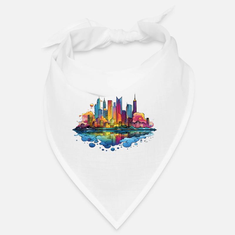Bunte Skyline Reflektion Bandana