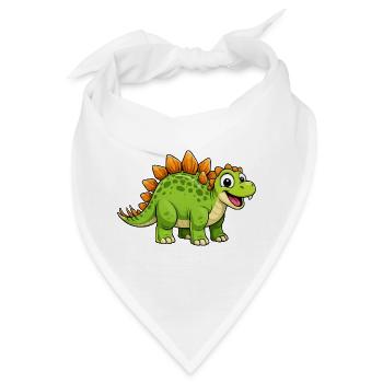 Fröhlicher Dino Stegosaurus - Bandana - Weiß - Vorne