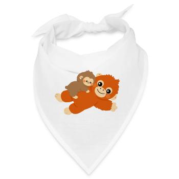 Baby-Affe und Plüschtier - Bandana - Weiß - Vorne