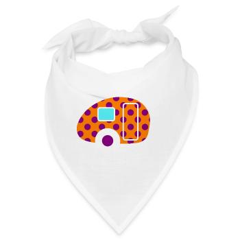 Caravan Wohnwagen Dots Punkte orange 50er Retro - Bandana - Weiß - Vorne