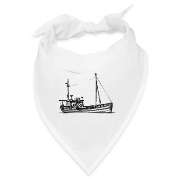 Fischkutter & Krabbenkutter - Illustration - Bandana - Weiß - Vorne