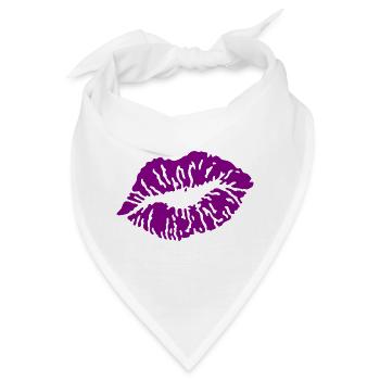 Kussmund / Kuss / Küsschen / Bussi / Liebe, Purple - Bandana - Weiß - Vorne