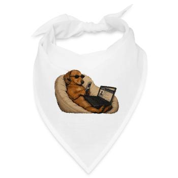 Hunde-Dackel-Laptop-Humor - Bandana - Weiß - Vorne